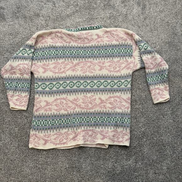 Vintage 80s 90s Acrylic Sweater Large Cottagecore Soft Girl Ski Lodge Pastel USA - Picture 7 of 7